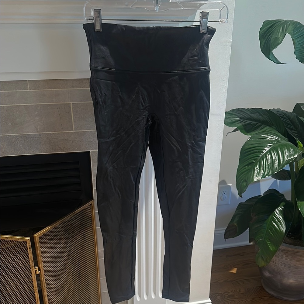 Spanx liquid leather Black High-Waisted Leggings